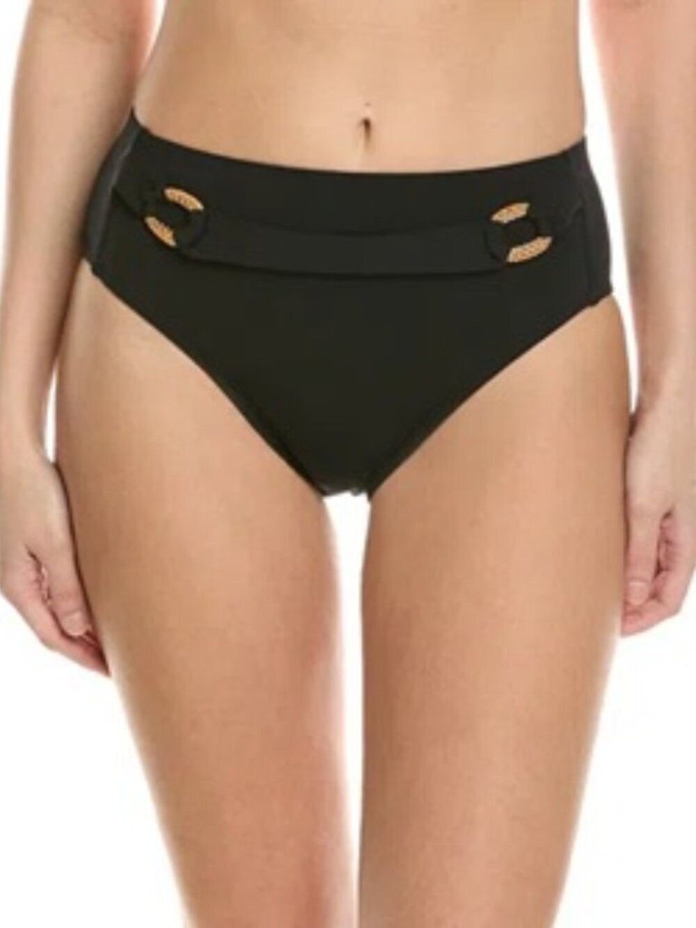 NWT Robin Piccone Women's Margot High-Waist Bottoms Black,Small